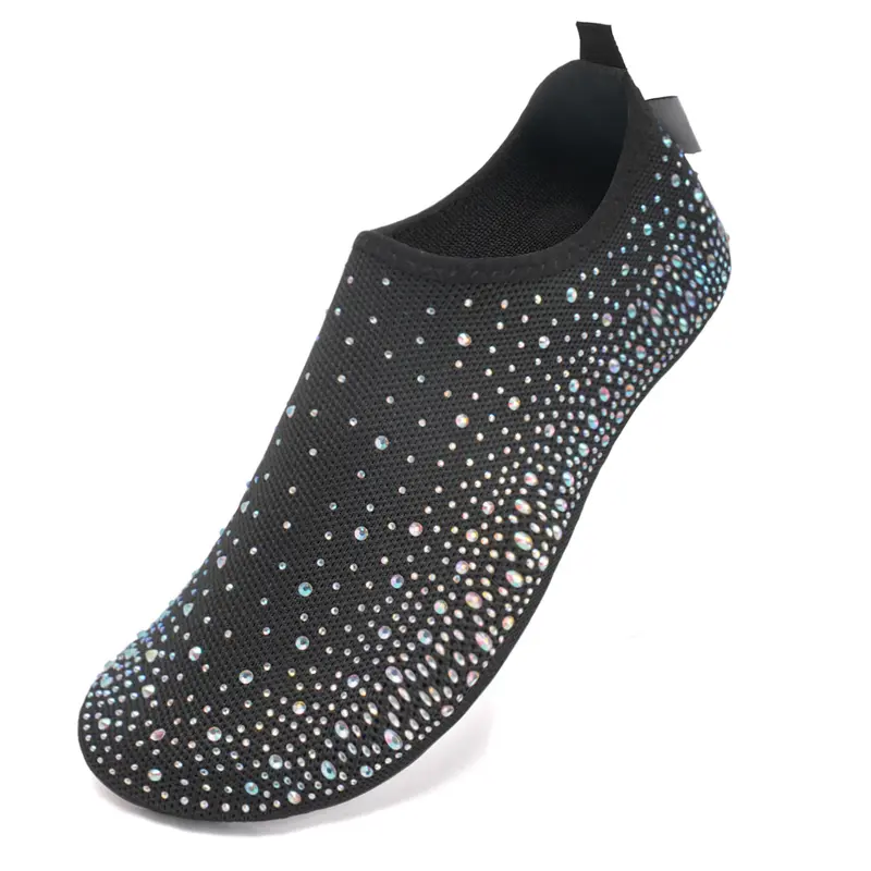 Women's Skin-Friendly Polyester Barefoot Water Shoes - Slip-On Sporty Knit Aqua Socks, Flexible Non-Slip Sole, Indoor-Outdoor Water Sports Footwear for Beach Walks, Poolside Lounging, Sporty Water Shoes