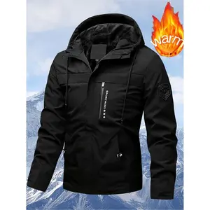 A popular fall/winter men's fleece-lined, insulated winter jacket with full zip closure and hooded windbreaker. Machine-washable, cold-weather outdoor wear perfect for skiing, snowboarding, and hiking.