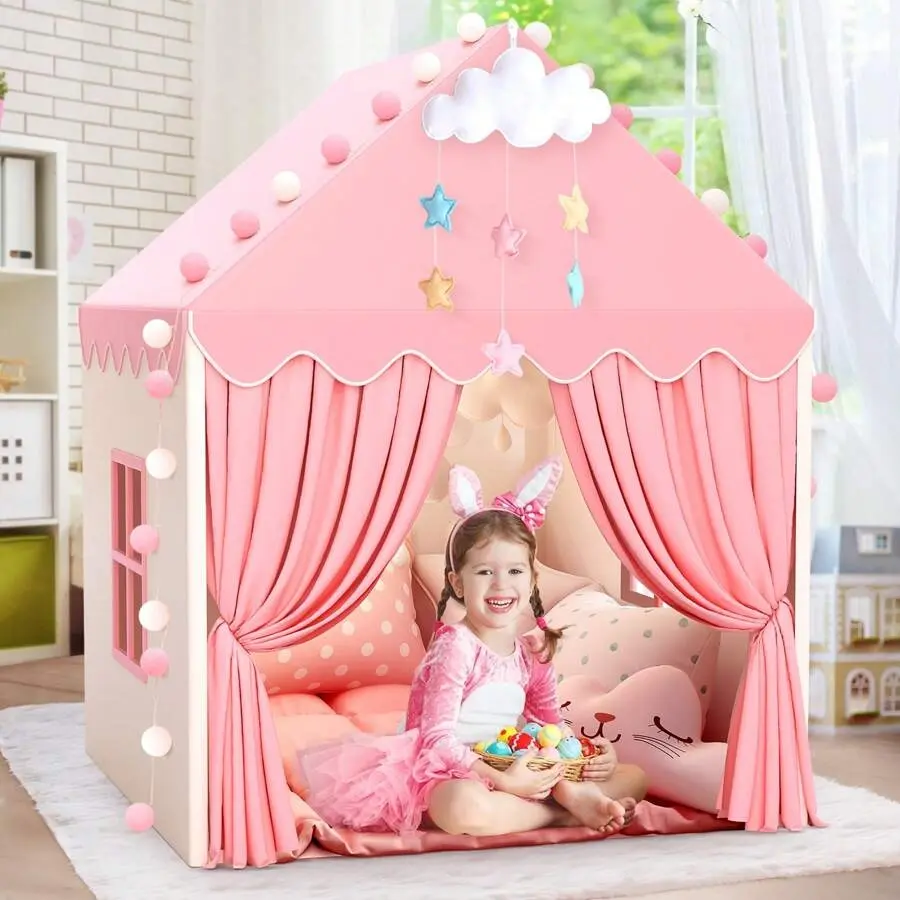 Indoor Princess Castle Design Toy House, 1 Set Indoor Small Tent Play House, Doll House, Pretend Play House for Boys & Girls, Outdoor Playhouse