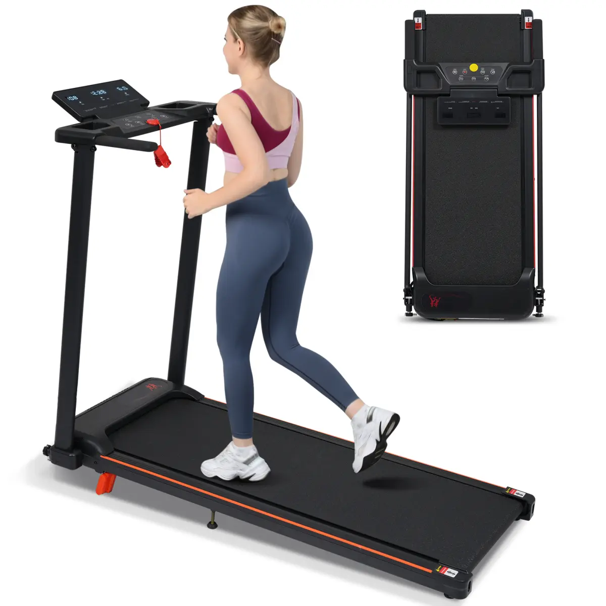 Quiet Folding Incline Walking Treadmill - Home Gym Equipment for Cardio at Home, 3.0HP Motor, LED Display, 8% Incline, 40.94x14.17in Anti-Slip Belt, Double Shock Absorption, 1-8 MPH Speed, 12 Programs, 265LBS Capacity, Cooling, Built-In Monitor