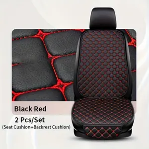Comfortable Artificial Leather Car Seat Cushion Set, Anti-Slip Waterproof Universal Fit, Includes Front Seat Pad & Backrest Pad, Car Seat Protector