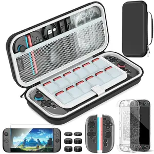 Switch 2 Carrying Case 2025 - Protective Travel Cover,12 Game Slots,6 Thumb Grips & HD Screen Protector,Portable Hard Case for Nintendo Switch 2 Shockproof,Compact for Travel