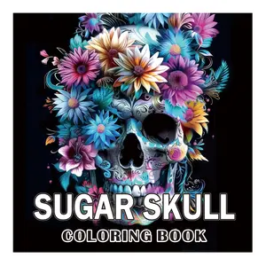 Flower & Skull Pattern Coloring Book, 24 Pages Coloring Book, DIY Painting Supplies for Adults & Teens, without Paint