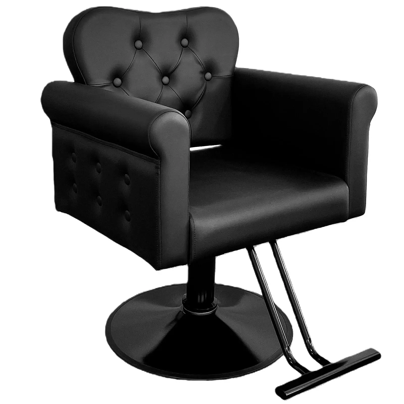 GAOMON Ergonomic Barber Salon Chair for Hair Stylists, Height-Adjustable Hydraulic Pump, 360-Degree Lockable Swivel, High-Density Foam & PU Leather, 330 Lbs Max Load - Black