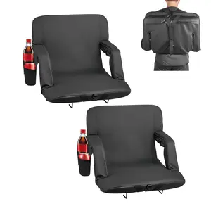 VEVOR Stadium Seat, 6 Adjustable Angle Wide Bleacher Chair, 2.9'' Cushion Padded Stadium Seat with Armrest and Back Support, Stadiums Chair with Hook Cupholder for Picnics, Beach Sports, and Gaming