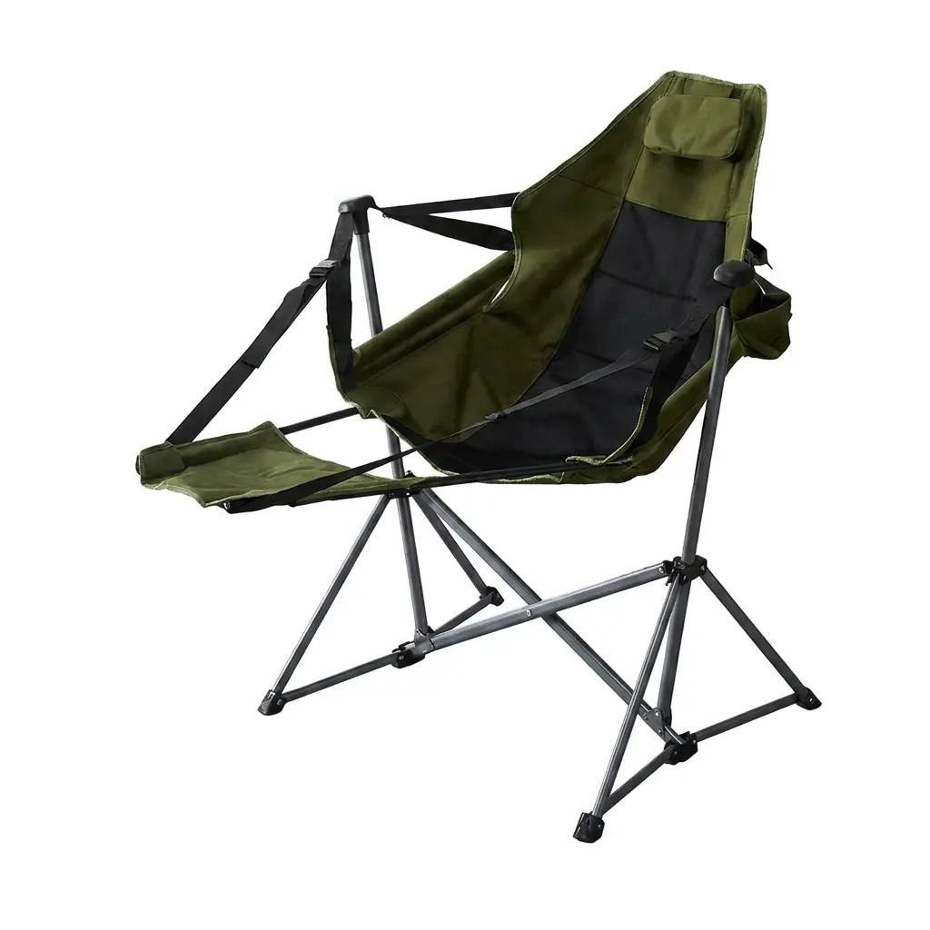 Collapsible Rocking Camping Chair, Heavy-Duty Portable Outdoor Seat with a Sturdy Stable Frame and Quick Setup