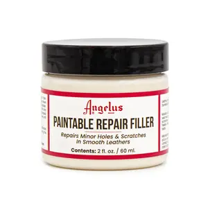 Angelus Leather Filler for Filling or Repairing Holes, Tears, Cracks, Scratches, for Leather Car Seats, Furniture, Shoes- Flexible, Paintable - 2oz