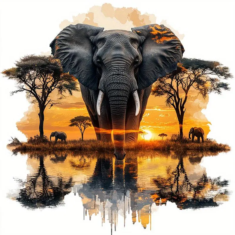 Elephant Pattern DIY Craft Diamond Arts Colorful Painting Kit without Frame, DIY 5D Diamond Arts Colorful Painting Kit, Diamond Pattern Design Wall Art Decor for Home Living Room Bedroom, Diamond Painting Kits