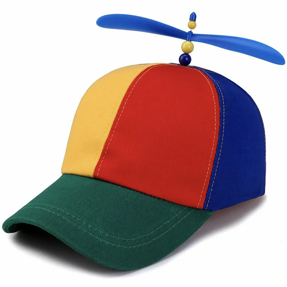 JMILYJW Propeller Hat, Funky Rainbow Cotton Headwear with Rotatable Top, Fun and Colorful Gift for Unisex Cosplay & Casual Outfits, Unique Style, Vibrant Colors, Men's Accessories, Boy Gifts, Teen Boy Gift