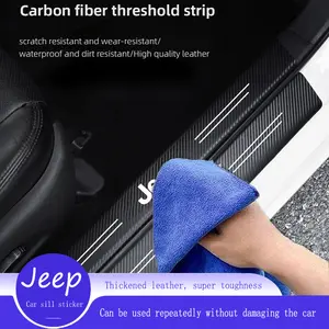 JEEP Car Threshold Strip Anti Stepping Leather Protective Sticker For Jeep Renegade Compass Grand Cherokee Wrangler jk Gladiator