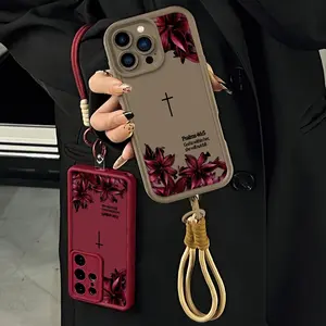 Elegant Burgundy Lily Bible Quote Phone Case for iPhone Samsung 17Pro Max Air 16 15Plus 14 13 12 11 XR XS Galaxy S25 S24 S23 S22 A71 A56 A55 A54 A53 A52 Psalms 46:5 Christian Bible Verse Religious Birthday Gift For Her