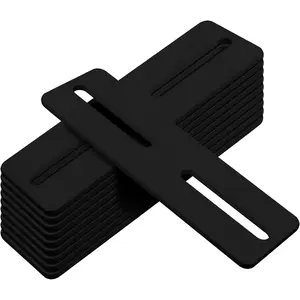 10 PCS Black Flat Mending Plate Straight Bracket with Slotted Hole for 1/4" Bolt, Size 5" x 1-1/2", Thickness 1/8" for Furniture Repair Connection