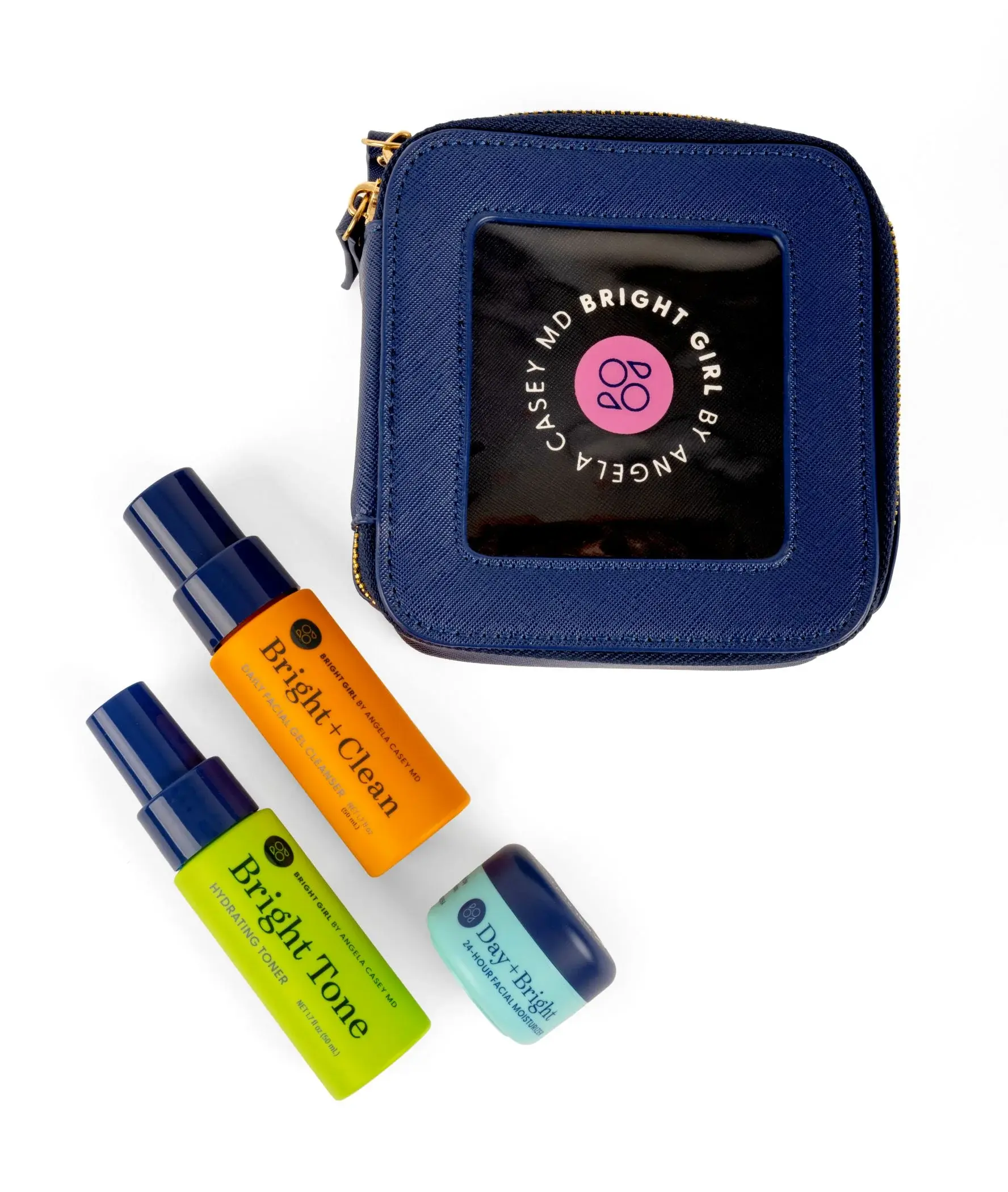 Bright Girl On the Glow Mini Skincare Travel Set – Dermatologist Developed Cleanser, Toner, Moisturizer & Headband Kit for Glowing Skin (5 Pieces)
