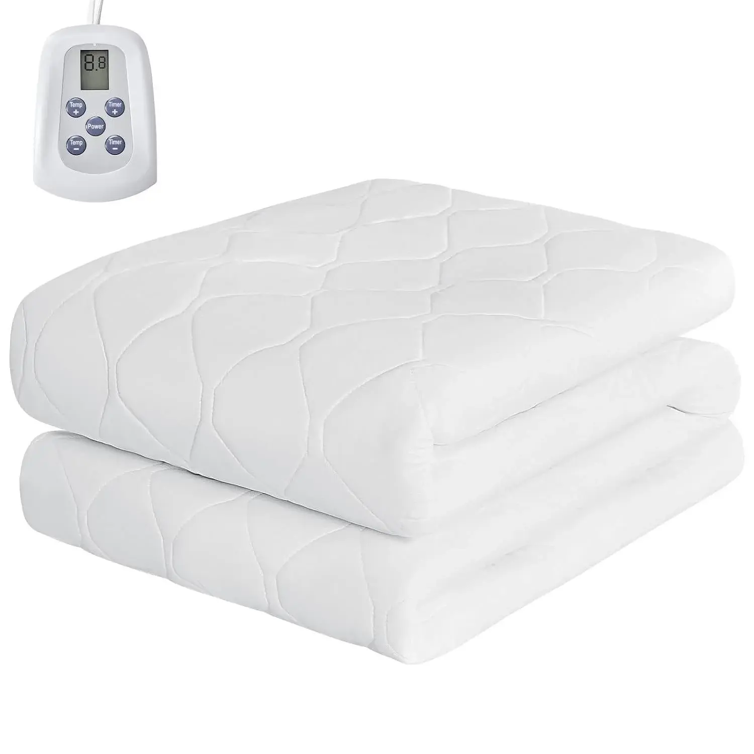 Heated Mattress Pad, Extra-Wide Dual Zone Electric Blanket with 2 Controllers, 12 Heat Settings & 12-Hour Auto Shut-Off, Machine Washable Quilted Bed Warmer