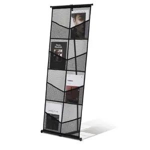 【Father's Day Gift】VEVOR Floor Standing Mesh Literature Display Organiser, 4-Tier 8-Pocket Brochure Holder, Lightweight Portable Magazine Newspaper Catalog Rack with Carrying Bag for Shop Exhibitions Office