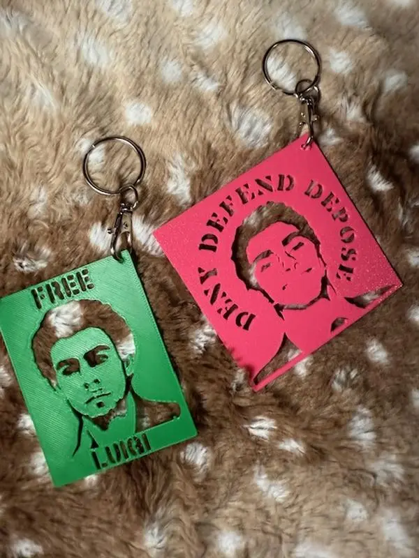 set of two LM stencil keychains - bag charms