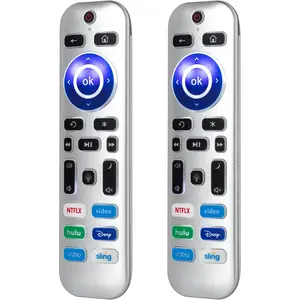 2 Pack Backlit Remote Control Only for Roku TV, Fit for TCL/Onn/Hisense/Element/Sharp/Philips/Westinghouse/Insignia/JVC/RCA/Hitachi/Sanyo Roku Series TVs (Not for Roku Stick and Box)-Silver
