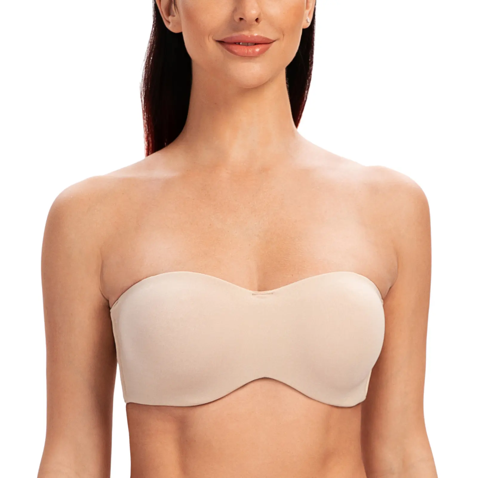 MELENECA Women's Strapless Underwire Minimizer Bra - Body-Friendly, Lift-Up, Concealing Bandeau Unlined Seamless Lingerie for Plus Size Large Bust, Comfortable Basic Elastic Compression Bridal Underwear, Strapless Bras, Body-Friendly Strapless Bras