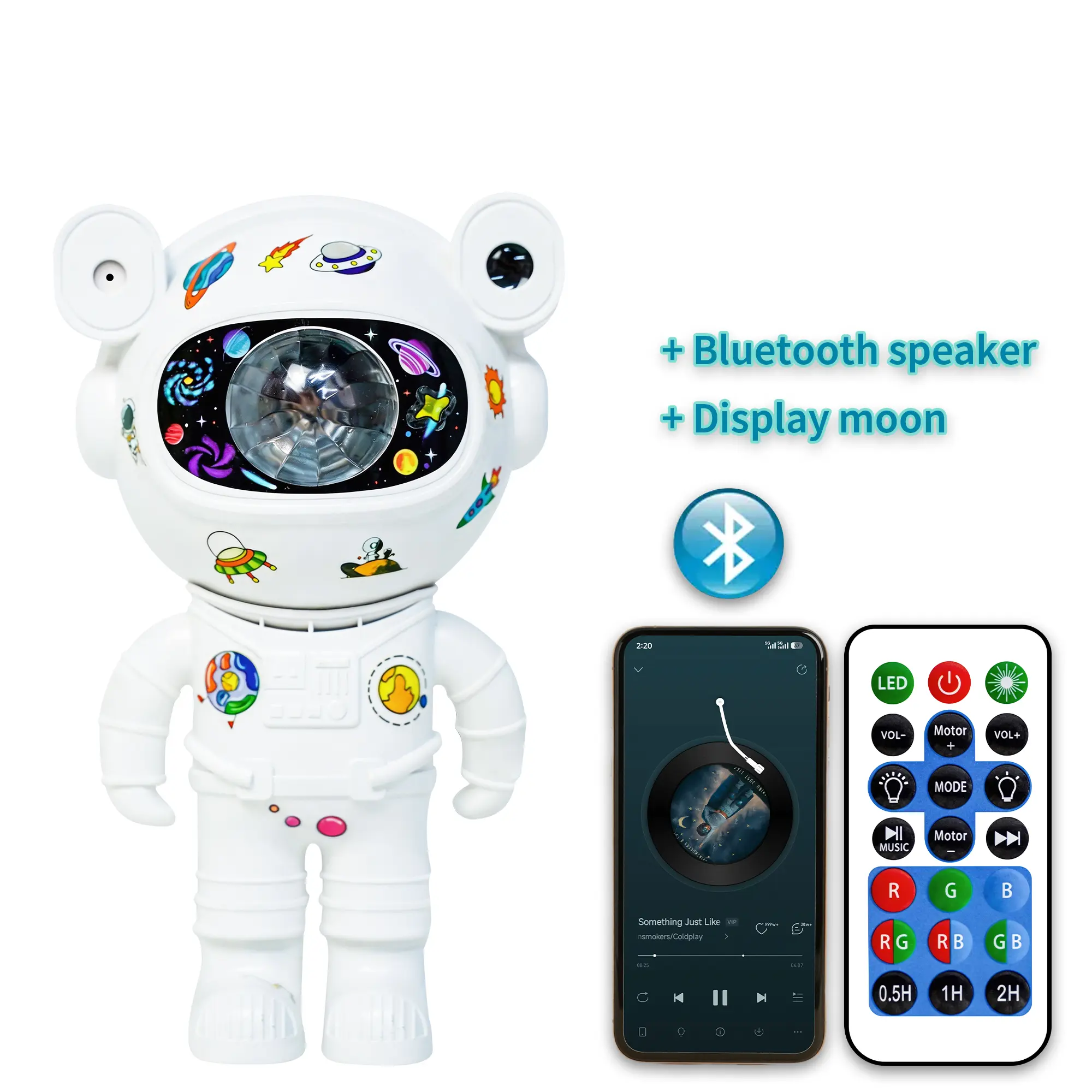 GLOWNEST Astronaut Galaxy Projector Lamp - 8-Mode RGB Lights, Remote Control, Audio Function, Adjustable Space Theme Projection, Indoor Aesthetic Home Decor, Ideal Gift for kids and Adults