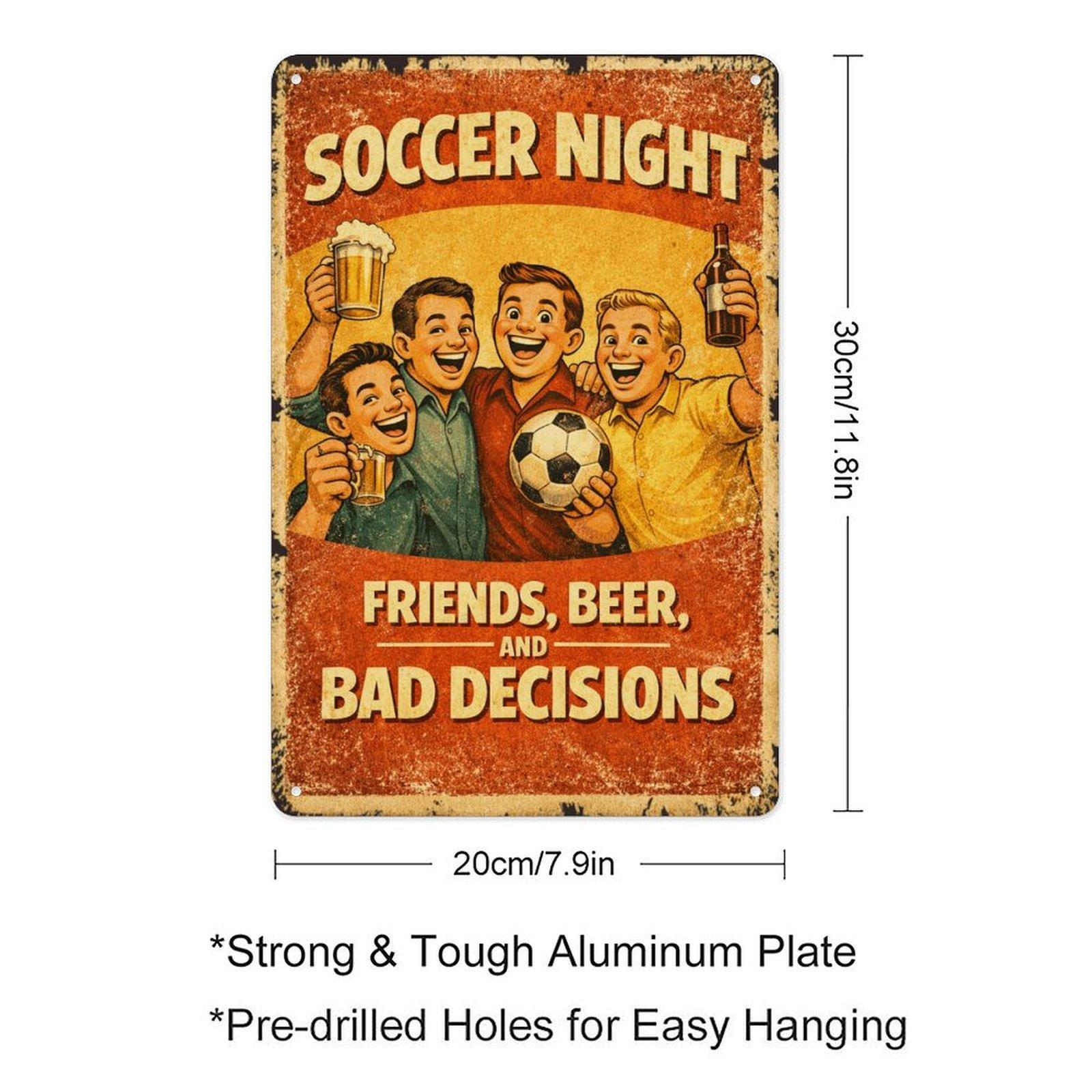 Funny Soccer Party Metal Sign 12x8 Inch Vintage Retro Wall Decor Game Night Friends Gift Football Decor