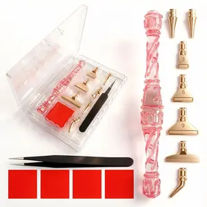 Pink Spiral Crystal Handle Diamond Painting Pen Set + Multi-size Gold Metal Replacement Tips + Anti-static Bent Tweezers + Red Wax + Clear Storage Box, Luxury DIY Craft Tool Kit for Adult  Diamond Art/ Cross Stitch/ Mosaic Projects