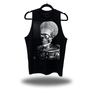 THEDRIVE CLOTHING MARTIAN classic black tank top Vintage Graphic Tank Top - Black Unisex Cotton Shirt, White Faded Print, Retro Streetwear, Summer Casual Wear And Everyday Comfort