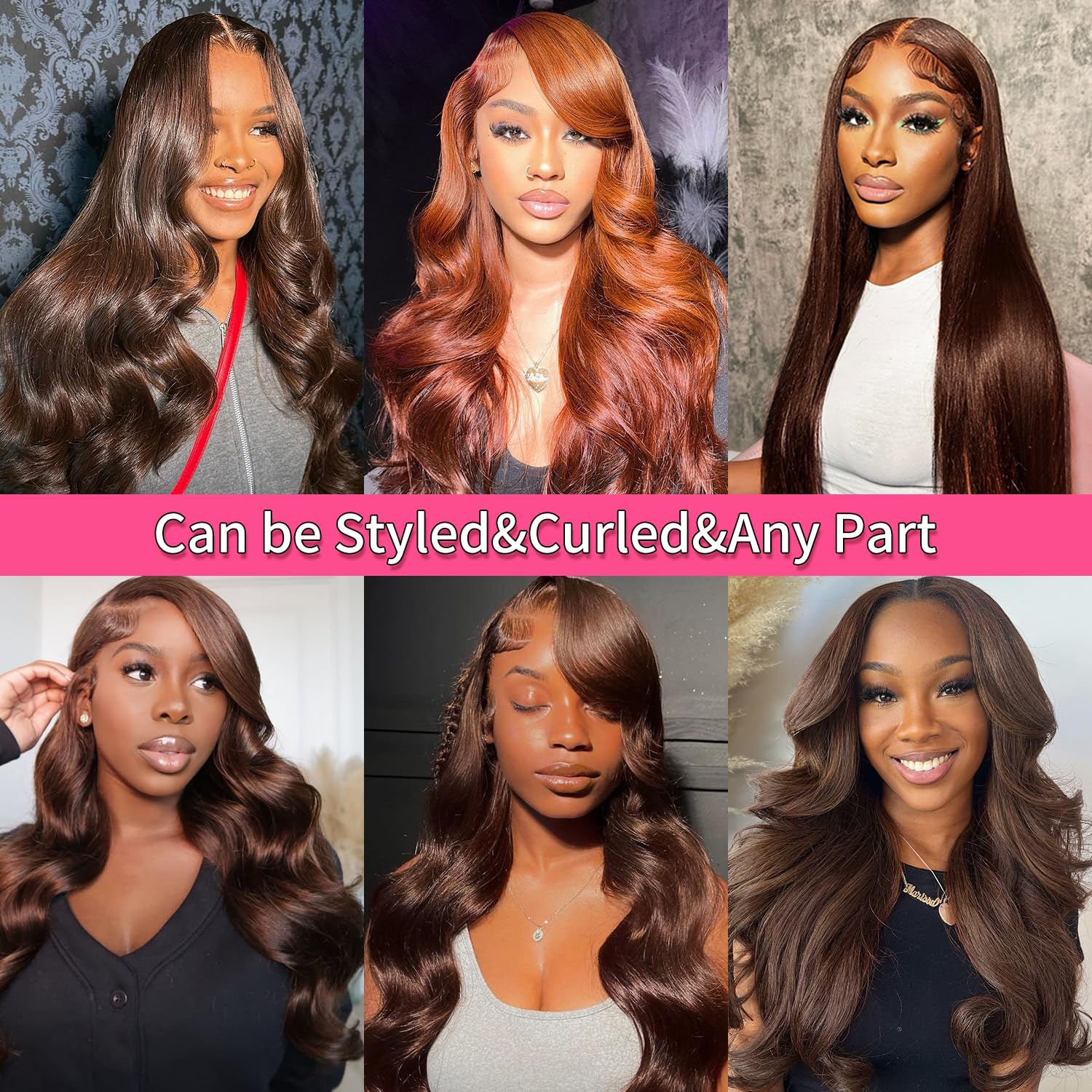 Chocolate Brown 13X6 13X4 HD Lace Front Wigs For Black Women PrePlucked With Baby Hair Body Wave Brazilian 100% Remy Human Hair