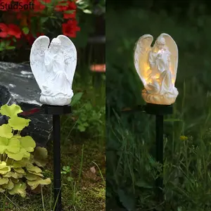 2026 New Solar Lighted Angel Statue - Elegant Resin LED Pathway Lamp, Outdoor Garden Decor for Music & Hobby Enthusiasts