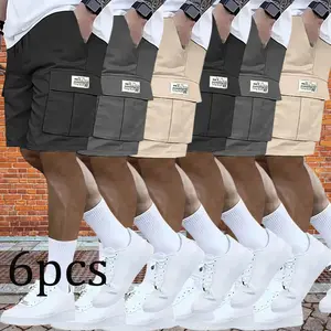 Pack of 6 men’s  sets — brown, black, and green — slant pockets — multifunctional casual wear for everyday use; men’s work shorts; Spring Manifesto men’s style;  clothing; suitable for sports and fitness. bop shorts summer shop deal