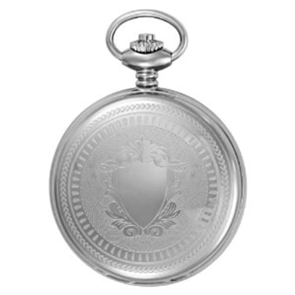 CHARLES-HUBERT PARIS Women's Modern Classic Stainless Steel Pocket Watch, 47mm Round Silver Hunter Case with Quartz Movement, Roman Numerals, and Date Display, Affordable Fashion, Quartz Drive, Calendar, Gift