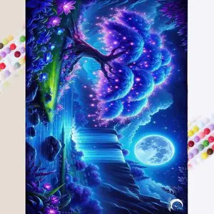 1 set of DIY diamond painting kit, 5D diamond art set, DIY decoration dreamy night scene mosaic, diamond art, DIY art home décor