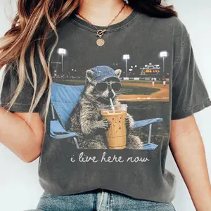 Comfort Colors Racoon Funny Ballfield T-Shirt, Baseball Mama Style Shirt, Softball Shirt, Travel Baseball Shirt Tournament, Softball Ball Mom T-Shirt