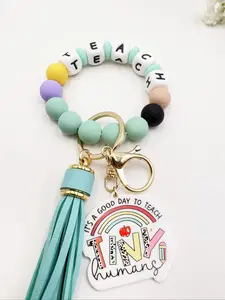 Silicone Bracelet Keychain with Acrylic Pendant Bag Charm, Wristlet for Keys  Portable Car & House Key Ring Holder