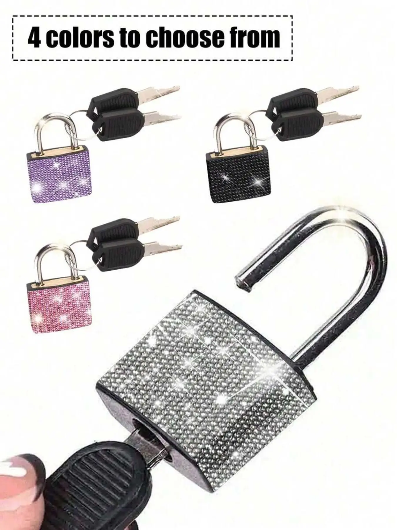 Mini Crystal Key Lock - Zinc Alloy Metal Small Lock With 2 Keys, Locks With Keys, Secure Lock, No Assembly Required, Luggage Lock, Storage Cabinet Lock, Suitable For Luggage, Gym Lockers, Bags, School, Gifts