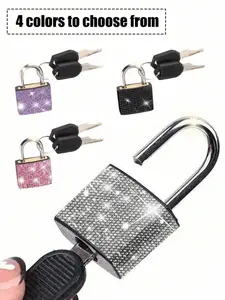 Mini Crystal Key Lock - Metal Small Lock With 2 Keys, Secure Lock, No Assembly Required, Luggage Lock, Storage Cabinet Lock, Suitable For Luggage, Gym Lockers, Bags, School, Gifts
