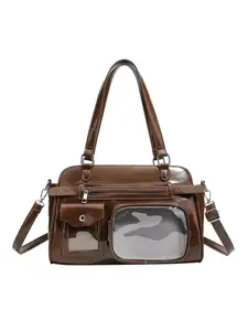 Faurala Kawaii Ita Bag for Girls, Japanese Preppy Style PU Leather Shoulder Bag for Student, Messenger Backpack Multi-Purpose, DIY Anime Pin Display, Leather Crossbody Bag