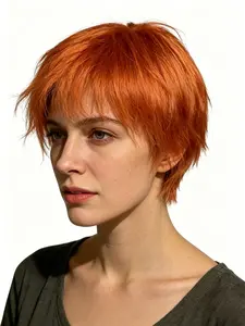 Anime Halloween Wig, Short Layered Bangs, Perfect for Costume Parties, Masquerade Balls, Unisex, Suitable for All Skin Tones, With Bangs Wig