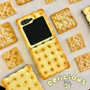 For Z Flip 7 Silicone Case Creative Cartoon Biscuit Design For Samsung Galaxy ZFlip 6 5 4 Zflip3 Soft Cover Camera Protection