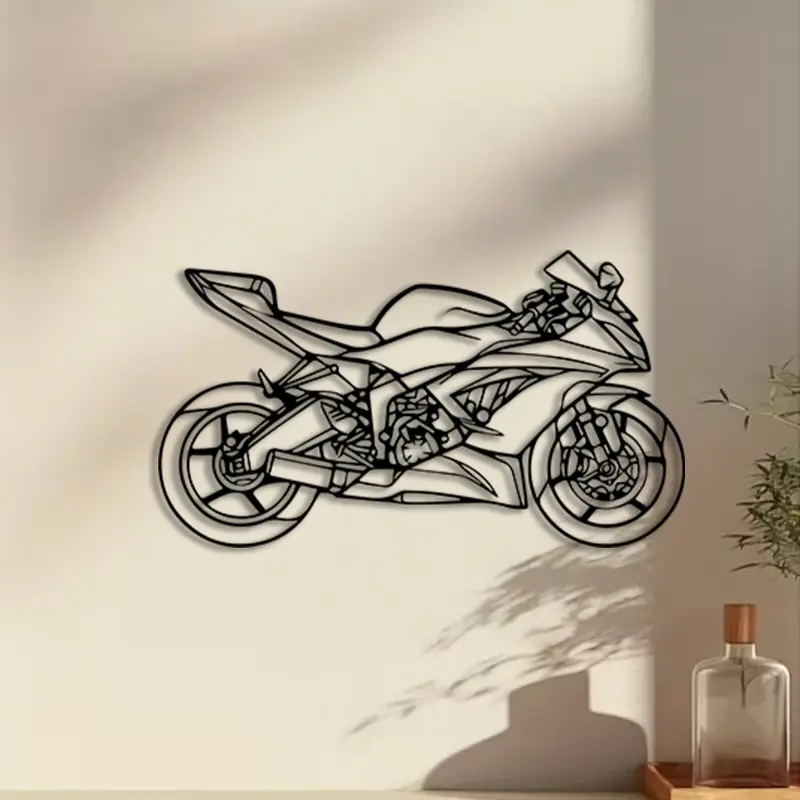 1pc Motorcycle Metal Wall Art, Motorcycle Statue Mural, Perfect for Garage Wall, Father's Day Decor, Ideal Gift for Bikers, Powder-Coated Metal, Artistic Decoration, Modern home decor, Wall Picture Decor