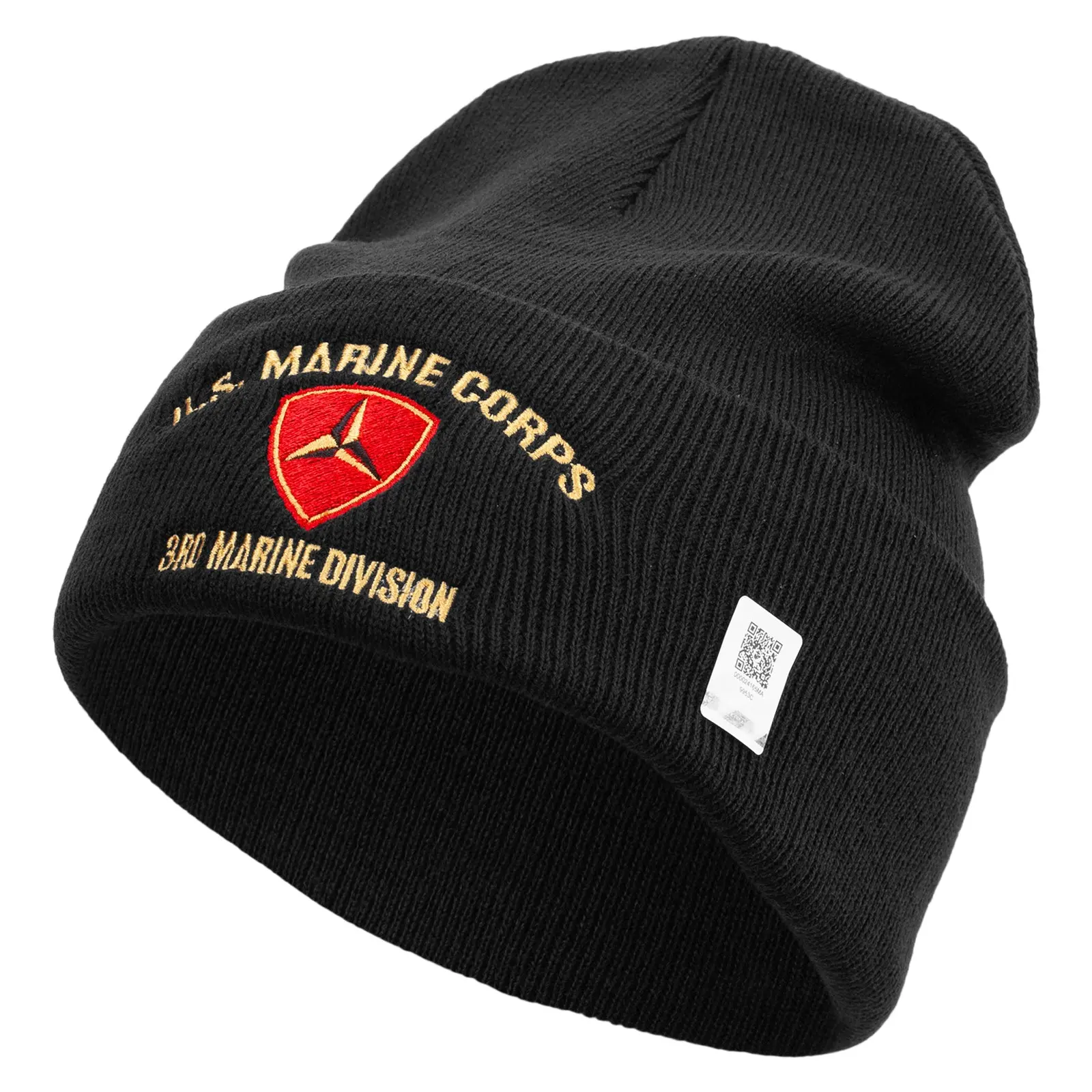 US Marine Corps 3rd Marine Division logo Embroidered 12 Inch Cuff Beanie