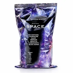 Space Gemstone Mining Bag – Premium Crystal Discovery Kit | Tourmaline, Obsidian, Hematite & Labradorite (Element Series)