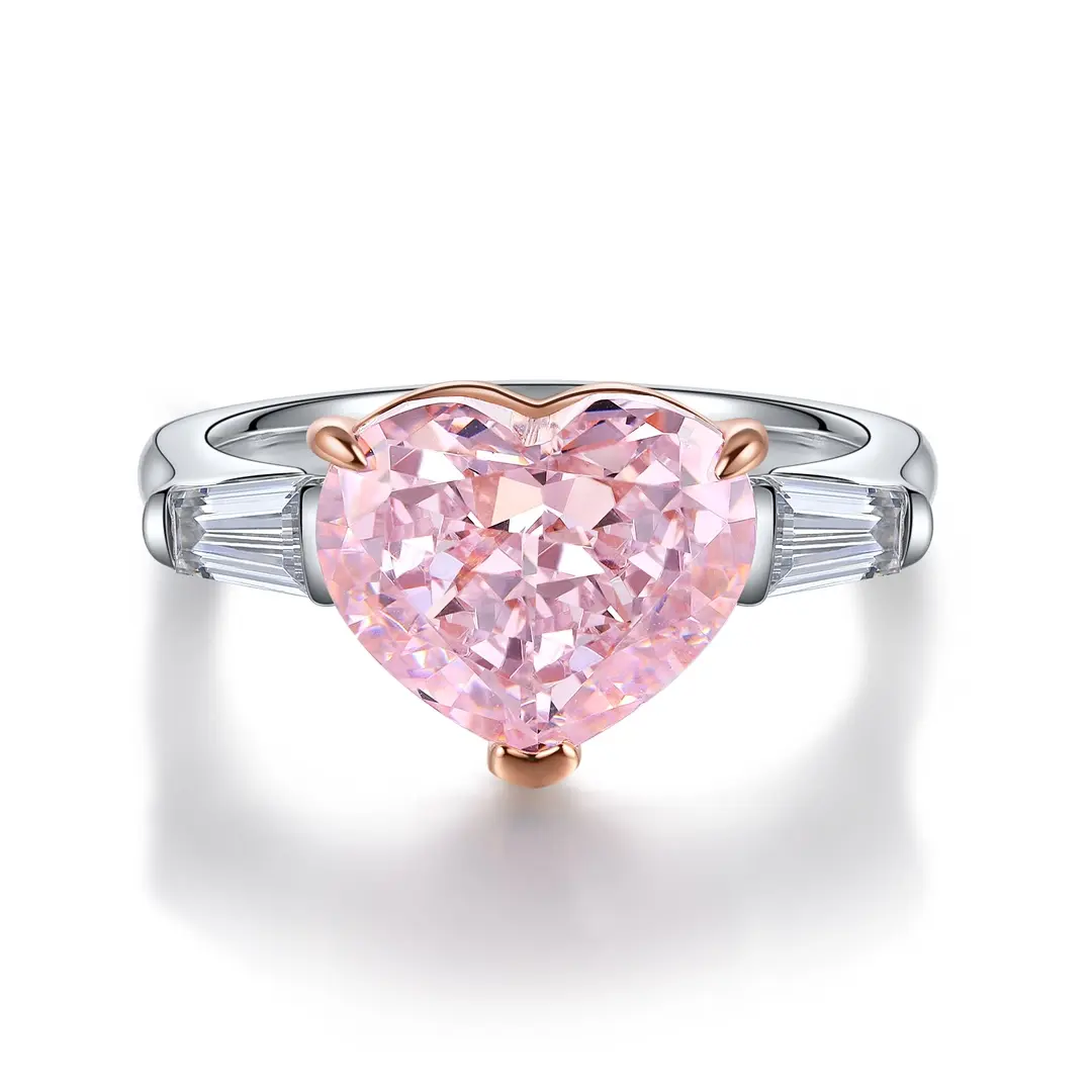 STONE PRECIOUS,3.0ct pink diamond ring.proposal,engagement,anniversary,Christmas present.sterling silver romantic ring with zircon lab diamond,heart cut.