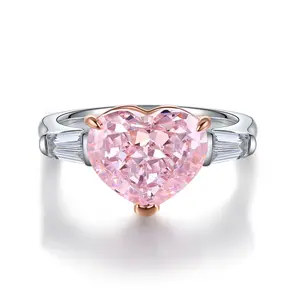 STONE PRECIOUS,3.0ct pink diamond ring.proposal,engagement,anniversary,Christmas present.sterling silver romantic ring with zircon lab diamond,heart cut.