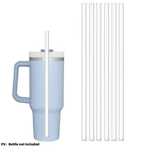 Reusable Straw Set, 1 Set Extra Long Reusable Straw, Transparent Reusable Straws, Drinkware Accessories for Home Kitchen, Utensils, Drinking Straw, Clear Straws