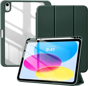 Case for iPad Air 11 Inch (M3) 2025 / (M2) 2024, iPad Air 5th/4th Gen 2022/2020 10.9 Inch with Pencil Holder,   Clear Hard Back Shell, Auto Sleep/Wake, Dark Green