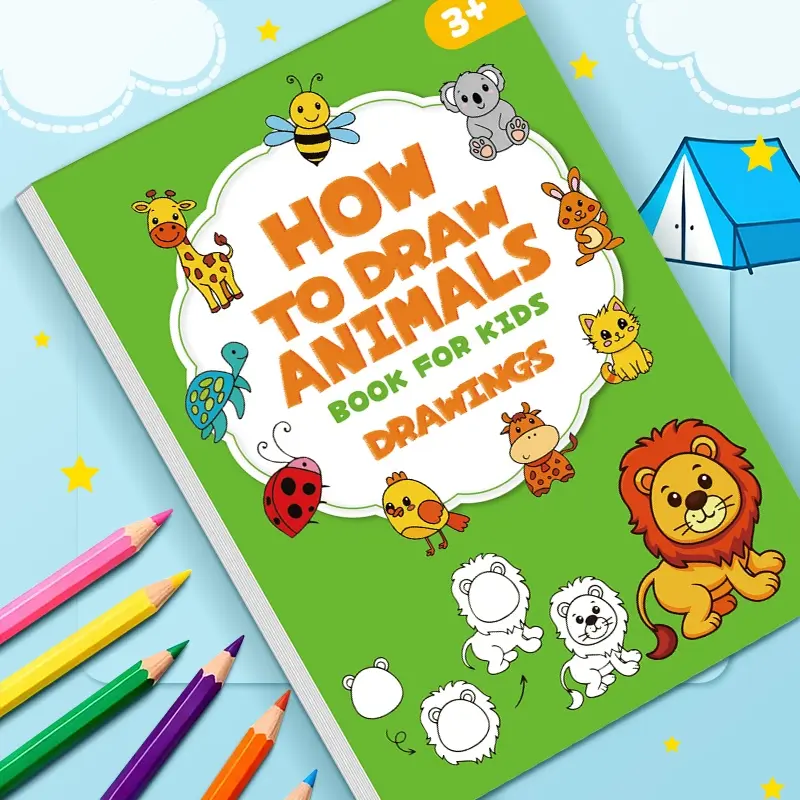 Safety Certified! 32-Page Step-by-Step Drawing Kit | Nearly 100 Animal Sketching | US & EU Standards | Montessori Art Activity | Screen-Free Toddler Fun | Toddler Workbook | Doodle Books | Learning Tool