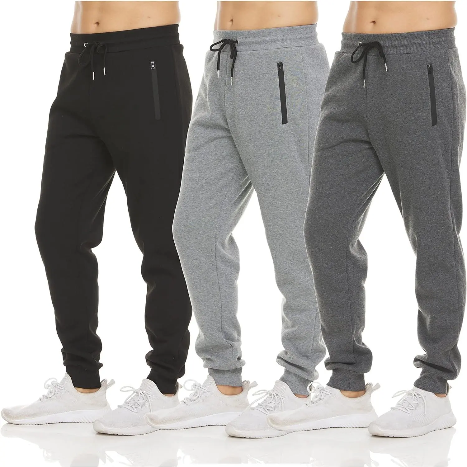 Men's Loose-Fitting Fleece Jogger Sweatpants - 1-Pack Full-Length Work Safety Bottoms with Elastic Waistband, Drawstring, Zipper Pocket, Utility Pocket, S-XL Sizes