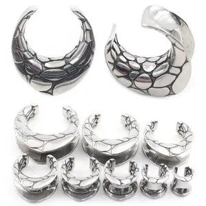 Alisouy 1PC Stainless Steel Snake U-Pattern Saddle Ear Tunnel Plugs Expander Stretcher Gauges Earrings Piercing Body Jewelry
