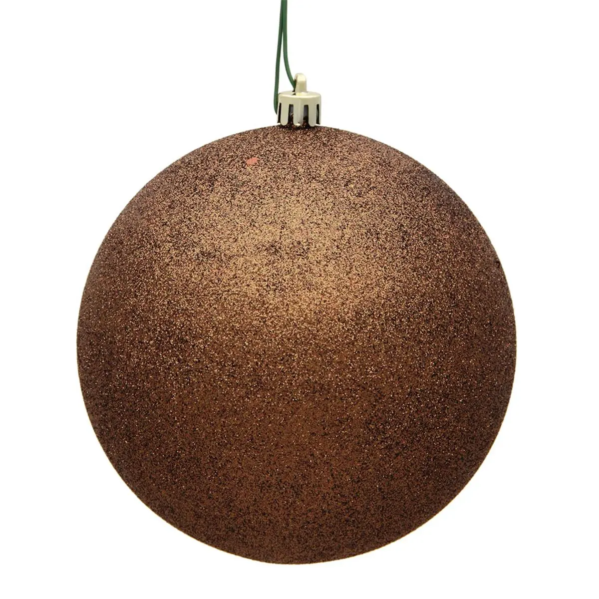 212 MAIN Modern Christmas Mocha Glitter-Treated Plastic Round Dangling Balls Decor Accessories, 2.4in Lightweight Hanging Ornaments with Drilled Hole Wired Cap, 24 per Bag for Indoor Cute Christmas Decor