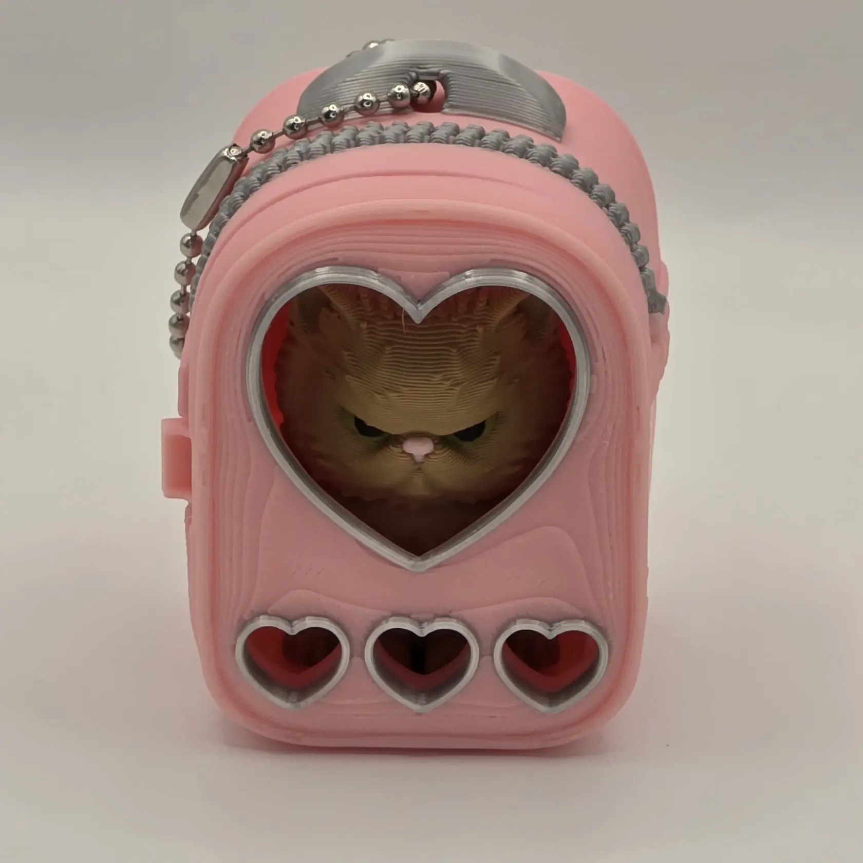 Grumpy Kawaii Miniature Bobble Head Cat Cartoon Statue - Heart Windows Home Decor, Lightweight Adult Collectibles Desk Accessory with Backpack Case, Key Ring, Cartoon Statues & Figurines